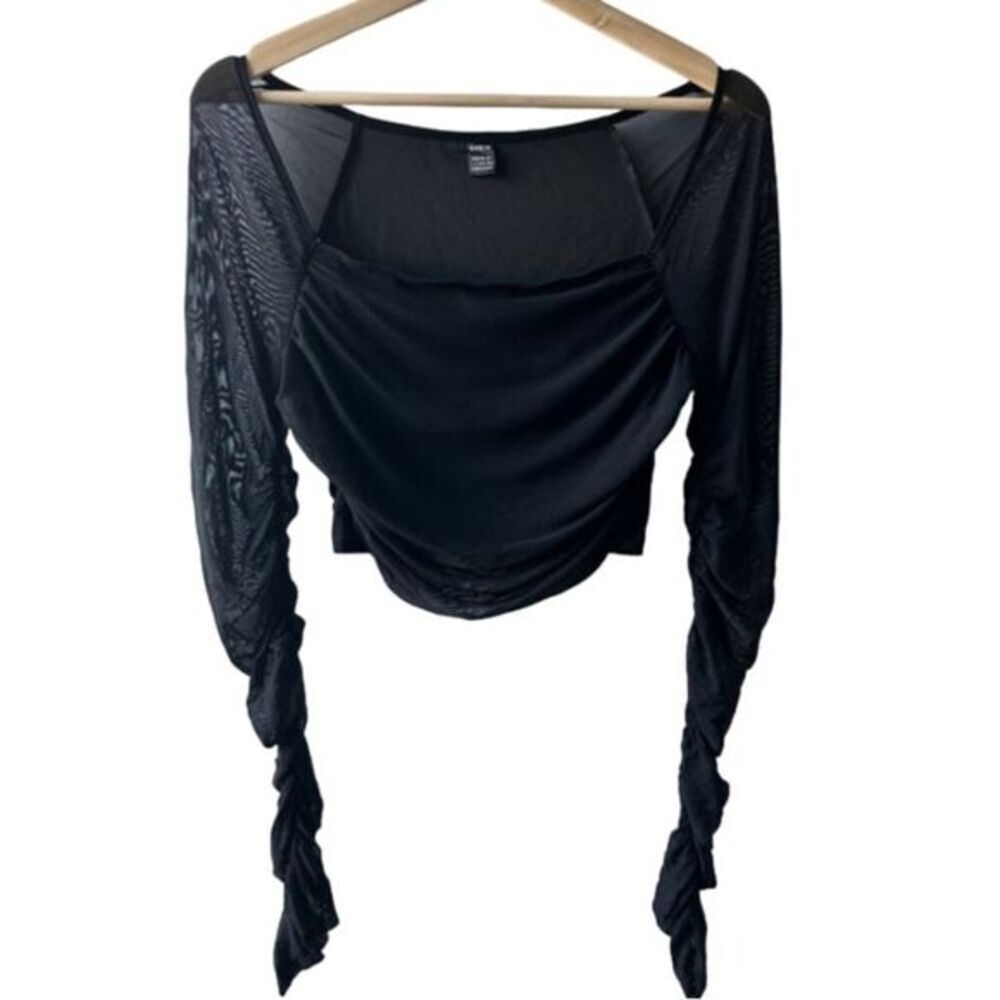 Black Cropped Mesh Top Large Cottagegoth Whimsygoth Halloween Witch Indie Edgy
